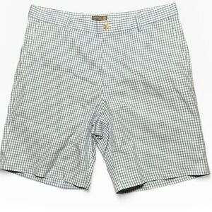 Peter Millar‎ Mens Wicking Performance Golf Shorts Blue White Windowpane Size 34